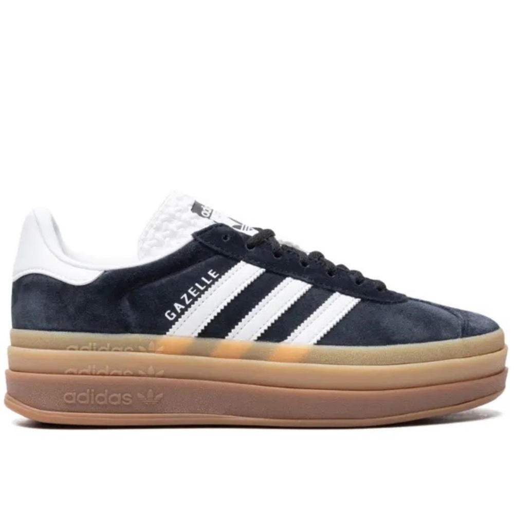 Adidas Gazelle Bold Black and White Platform Sneakers - Like New